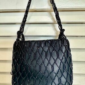 LA RAGALE  BLACK BEADED PURSE / EVENING BAG CLUTCH